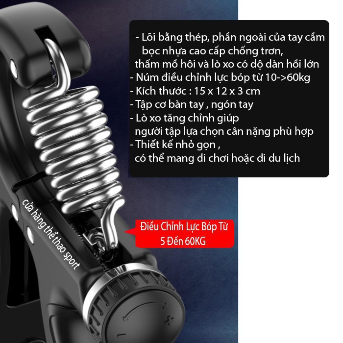 Kìm Bóp Tay, Dụng Cụ Tập Cơ Tay, Kìm Tập Cơ Tay Tập Gym Điều Chỉnh Lực 10-60kg Có Bộ Đếm 88271 mienphivanchuyen199k