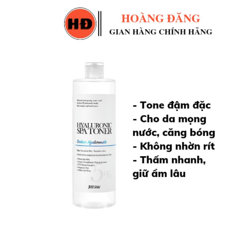 Nước hoa hồng BadSkin Hyaluronic Spa Toner 500ml