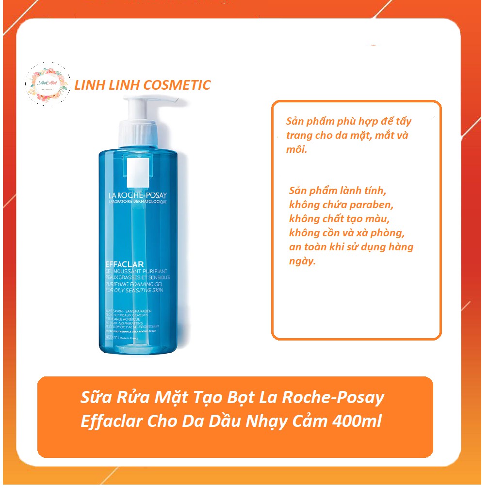 Sữa Rửa Mặt Cho Da Dầu, Mụn La Roche-Posay Effaclar Purifying Foaming Gel Cleanser 400ml