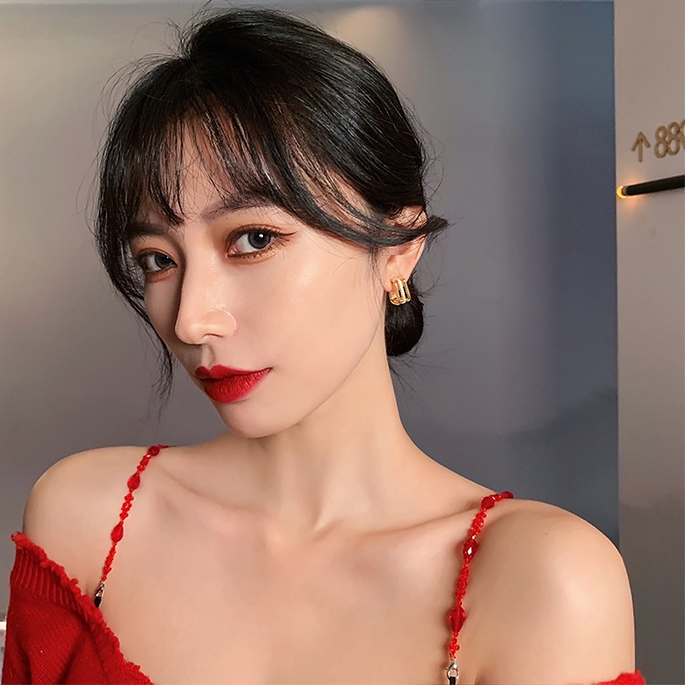 Bông tai mạ bạc 925 hình học đính đá phong cách Hàn Quốc thời trang cao cấp cho nữ