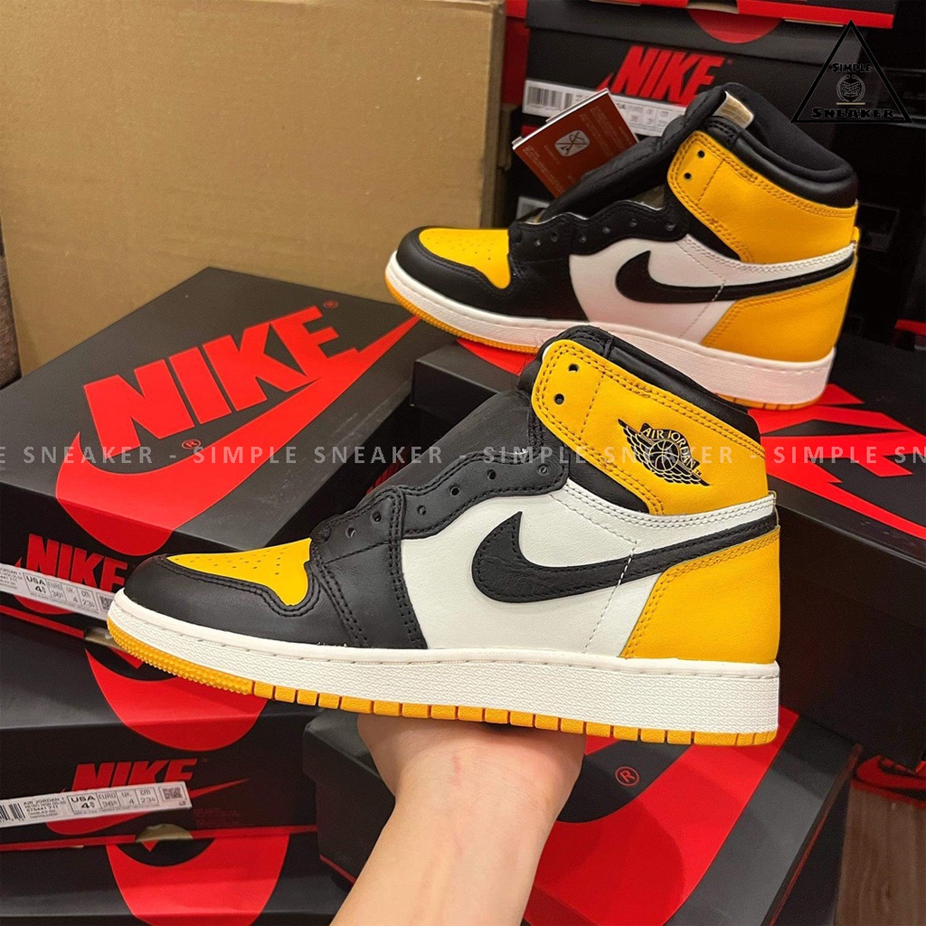 Giày Jordan 1 High OG 🔴CHÍNH HÃNG🔴 Nike Air Jordan 1 Retro High OG Taxi Yellow Toe  - Simple Sneaker