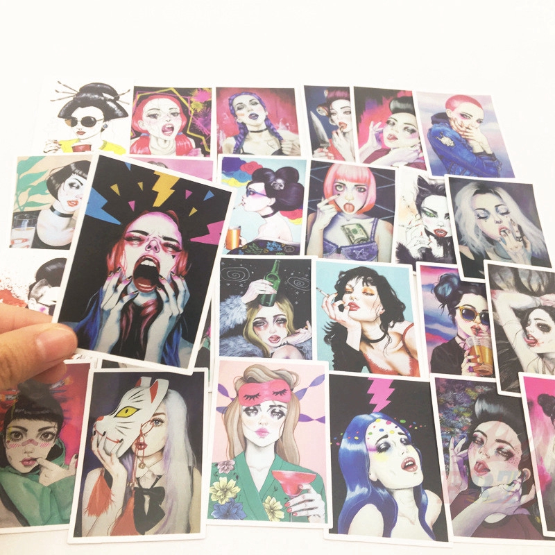 ❉ Sexy Motor Girls Mini Poster Stickers ❉ 25Pcs/Set Mixed Luggage Laptop Skateboard Doodle Stickers