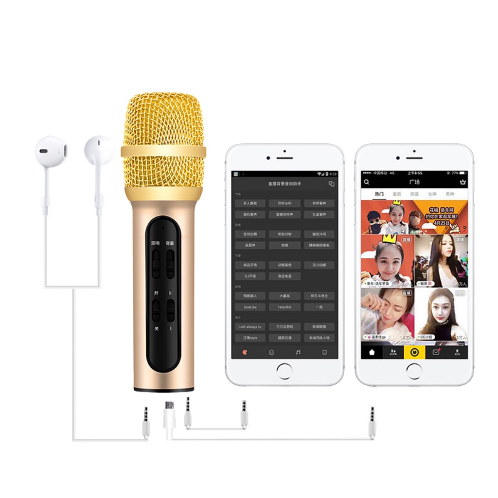 Bộ Micro Thu Âm Livestream - Micro Karaoke Có Dây Cho Điện Thoại