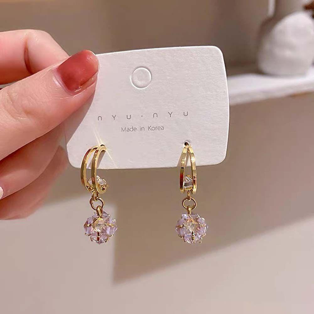 QQMALL Bông Tai Mạ Bạc 925 Đính Đá Zircon Thời Trang Dành Cho Nữ