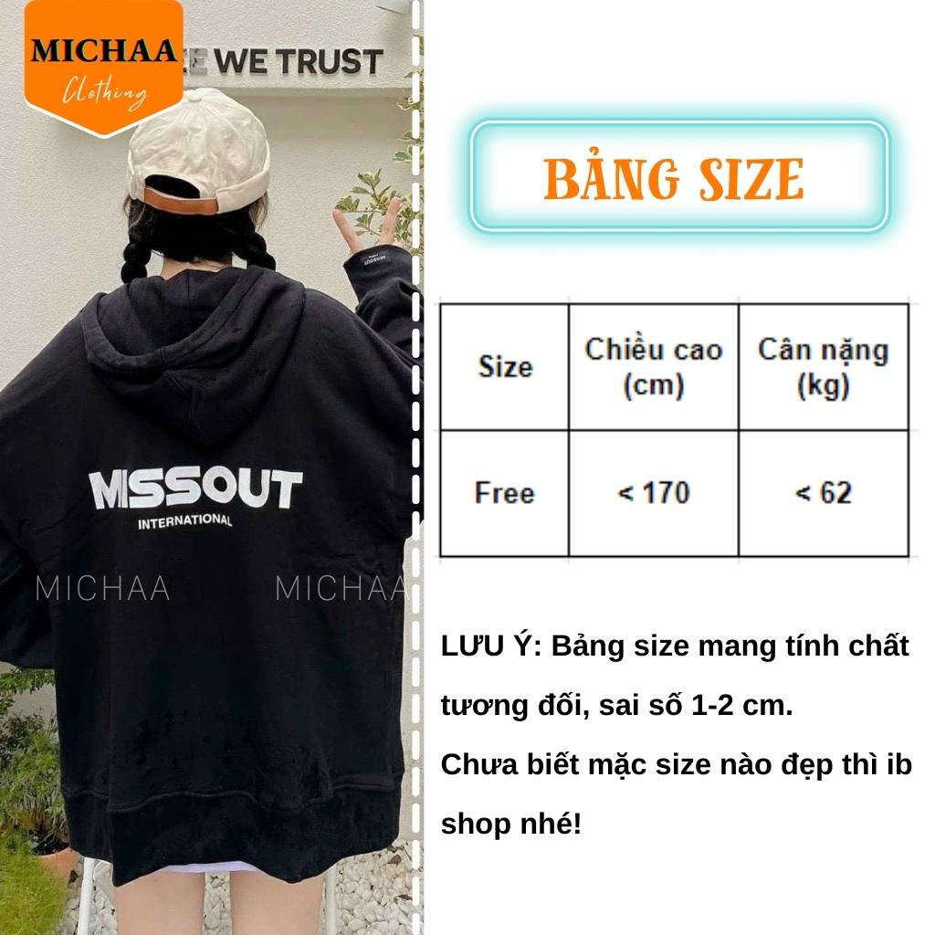 Áo Khoác Hoodie Nỉ MISSOUT Nam Nữ Ulzzang Unisex Dây Kéo Form Rộng - MICHAA