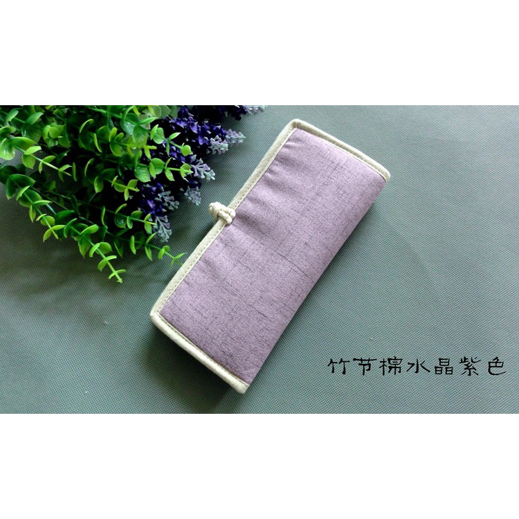 Bán Sỉ Ví Vải Lanh Cotton Thủ Công Màu Trơn Có Khóa Cài Cho Nữ