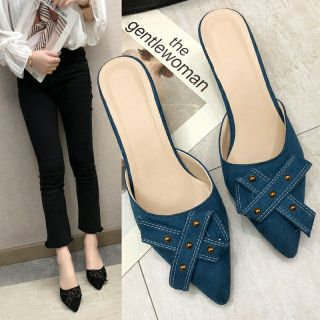 Dép cao gót bít mũi phối nơ đẹp