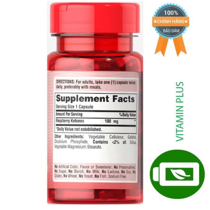 Viên uống hỗ trợ giảm cân an toàn,ngăn chặn tích tụ chất béo,không thèm ăn Puritans Pride RaspberryKetones | BigBuy360 - bigbuy360.vn