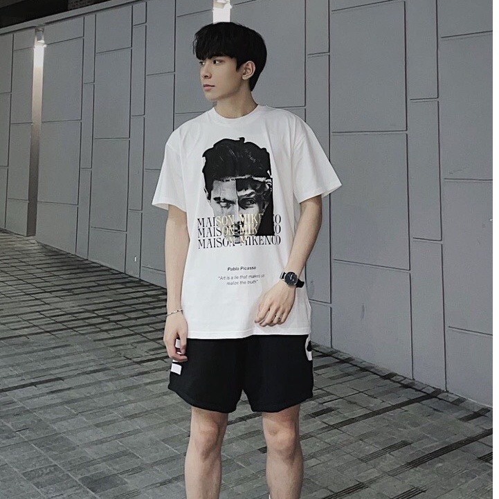 Áo Phông Tay Ngắn , Áo Thun Unisex Nam Nữ MAISON MIKENCO chất liệu mát thấm hút mồ hôi