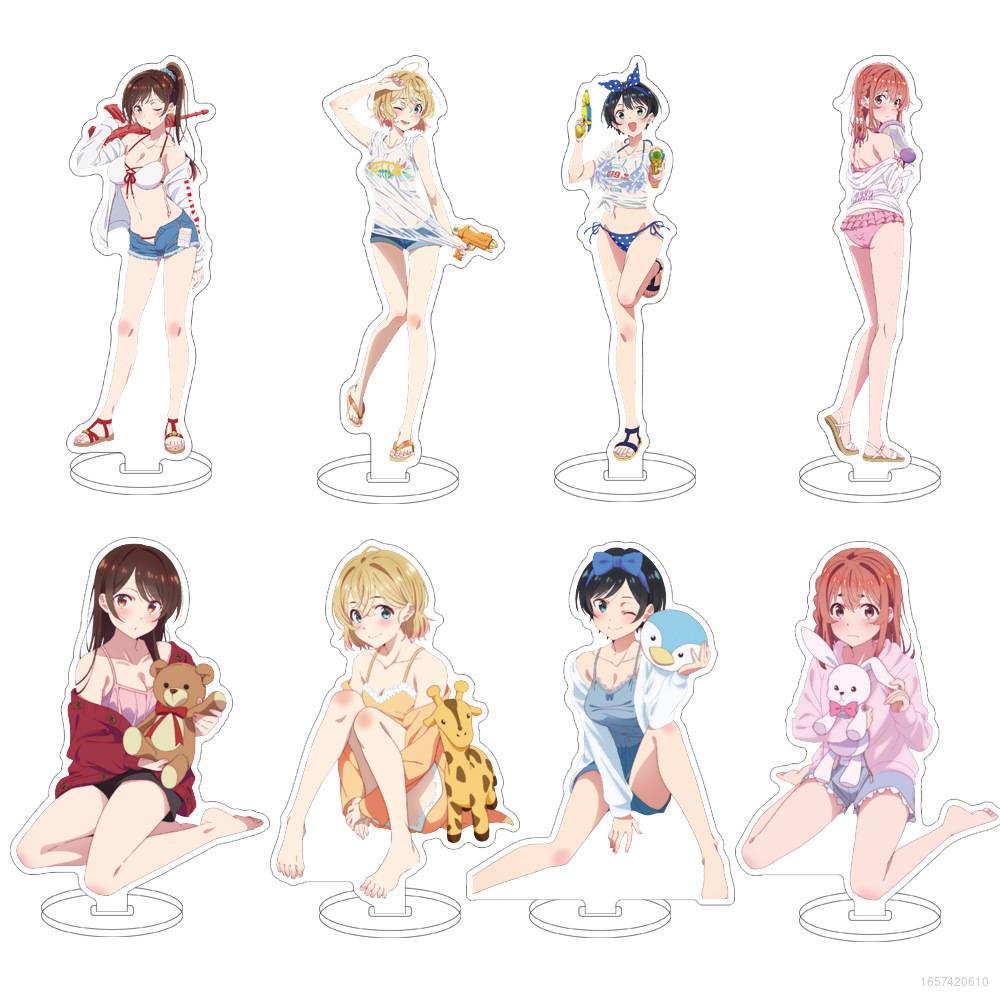Bộ 2 Giá Đỡ Trưng Bày Mô Hình Anime kanojo okarishimasu Bằng Acrylic Trang Trí Nhà Cửa Dành Cho Trẻ Em