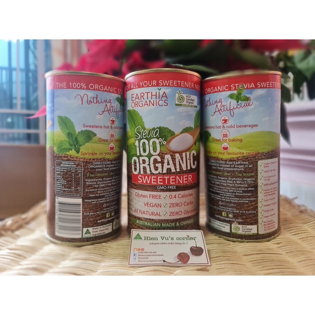 Sugarless Organic Stevia hũ 350G/400G -ĐƯỜNG CỎ NGỌT HỮU CƠ- ÚC (làm bánh pha chế/ tiểu đường/ ăn kiêng giảm cân Keto)