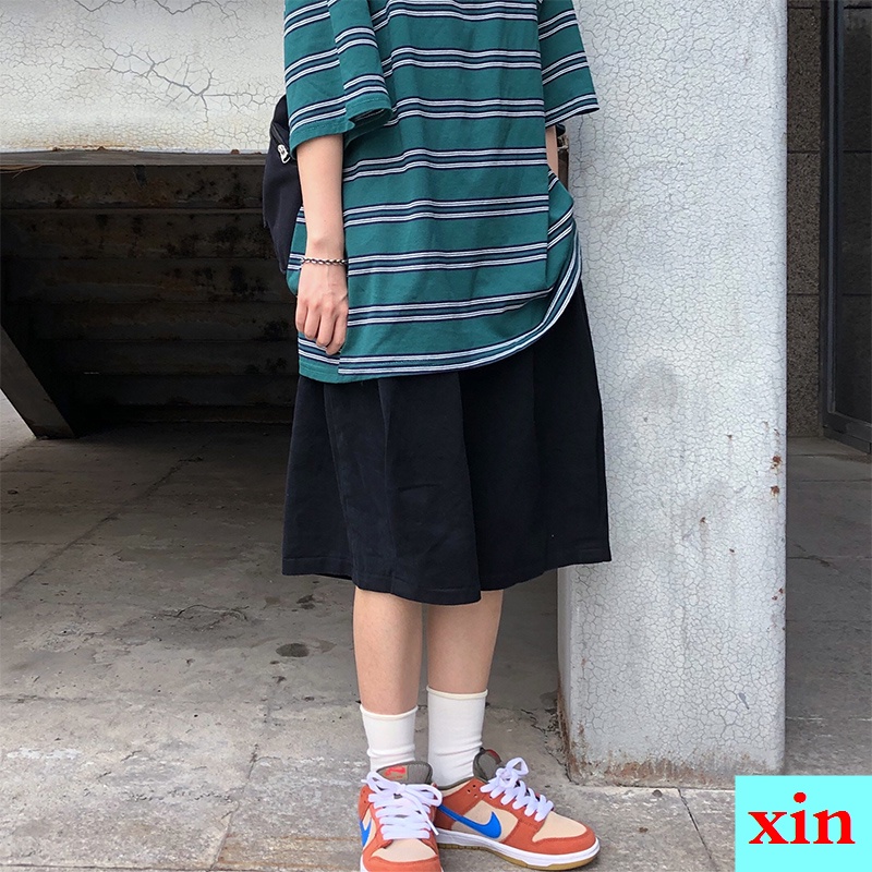 Quần Short Ống Rộng Màu Đen Trơn Phong Cách Retro Nhật Bản Thời Trang Mùa Hè Năm 2021 Cho Nữ