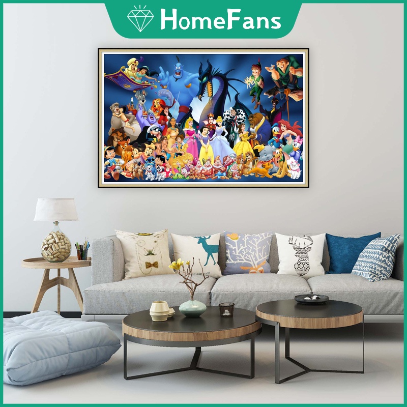 Bộ Tranh Đính Đá 5D Tự Làm Hình Nhân Vật Disney Kích Thước Lớn 90x60cm Trang Trí Nhà Cửa