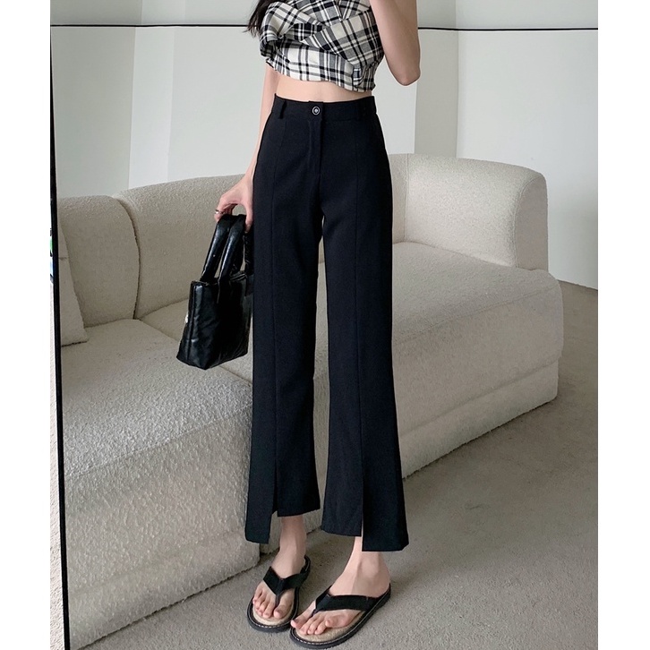 Quần Dài Ống Rộng Xẻ Tà Lưng Cao Thời Trang Mùa Hè 51978