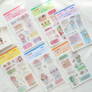 Sticker cute, hình dán cute phong cách hàn quốc gồm 4 tấm hình cô gái giá rẻ