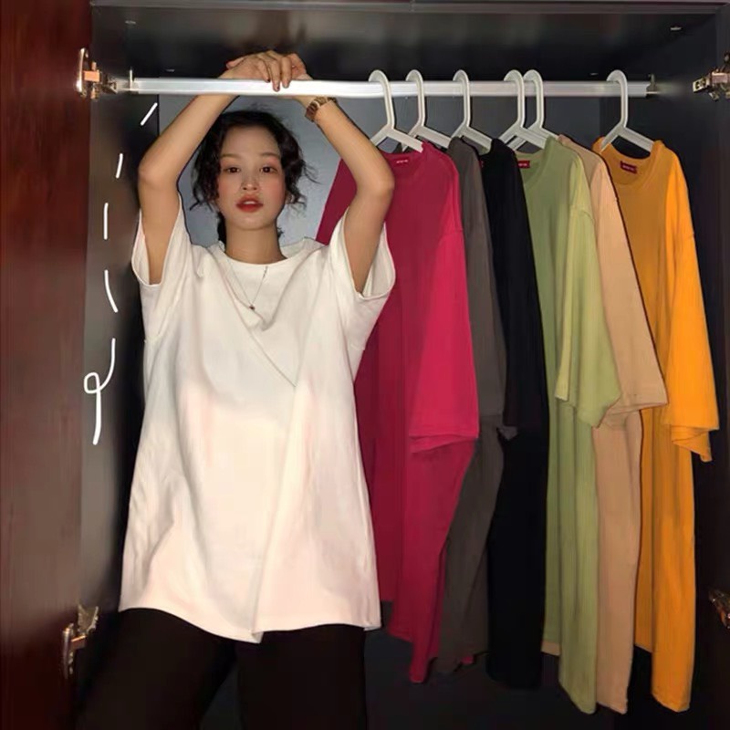 Áo thun trơn tay lỡ unisex TEMI, phông oversize form rộng, nam nữ, 100% cotton cao cấp, phong cách Hàn Quốc, basic