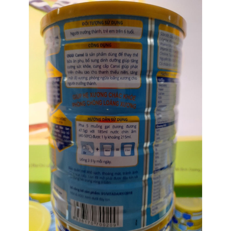 Lon Sữa 900g Oggi Canxi Vitadairy Giúp Hệ Xương Chắc Khỏe