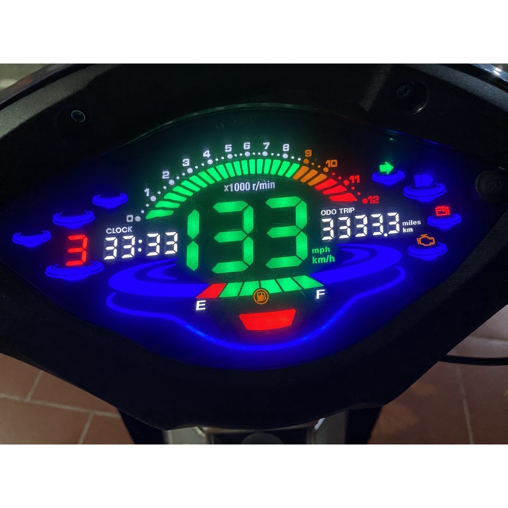 [Có Video]Đồng hồ điện tử 2022 PLUS gắn Wave Alpha, Wave S , Wave RS , Wave 50cc Full LED LCD-DAracing