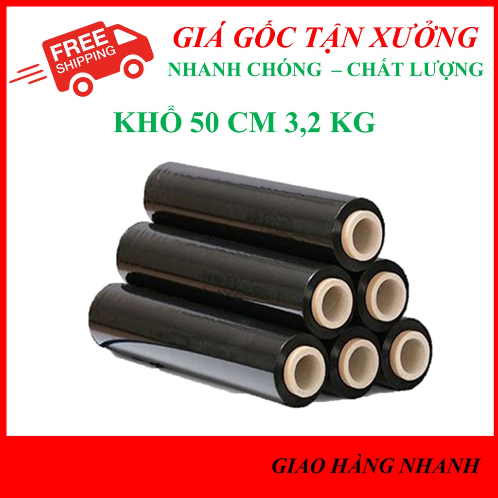 Màng PE ĐEN khổ 50cm 3,2kg, màng chít, màng co, nilong bọc, màng quấn bọc thực phẩm lõi nhỏ giá rẻ Hà Nội