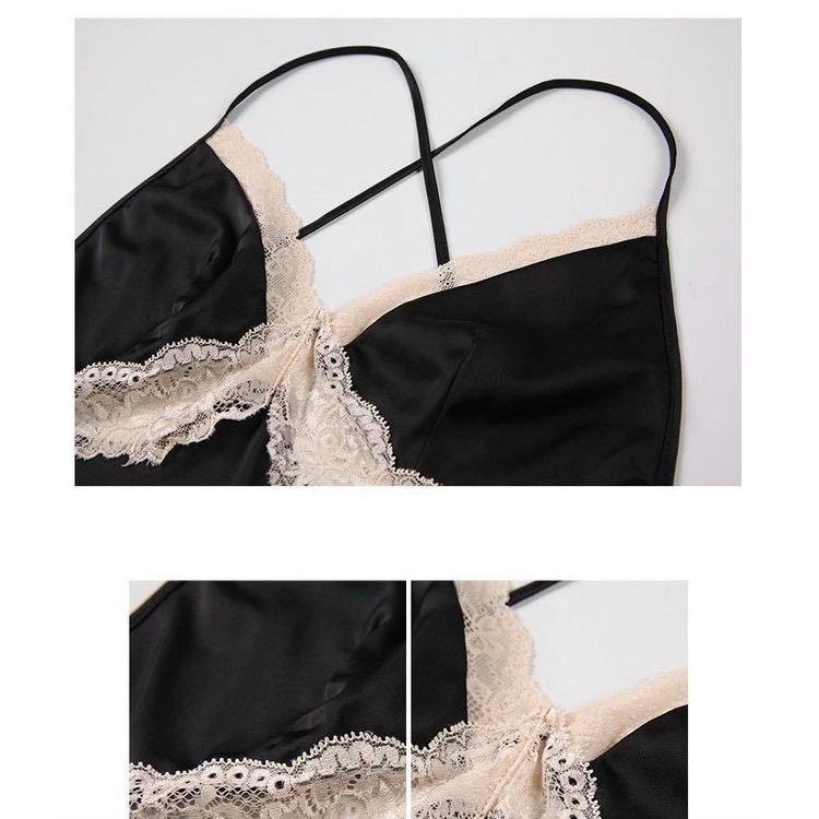 Váy Ngủ Lụa Dây Chéo Sau - B.Lingerie
