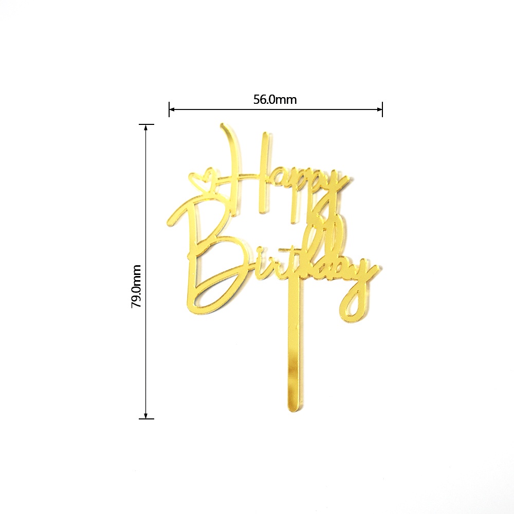 Set 10 topper cắm trang trí bánh kem sinh nhật có 4 màu sắc acrylic mini