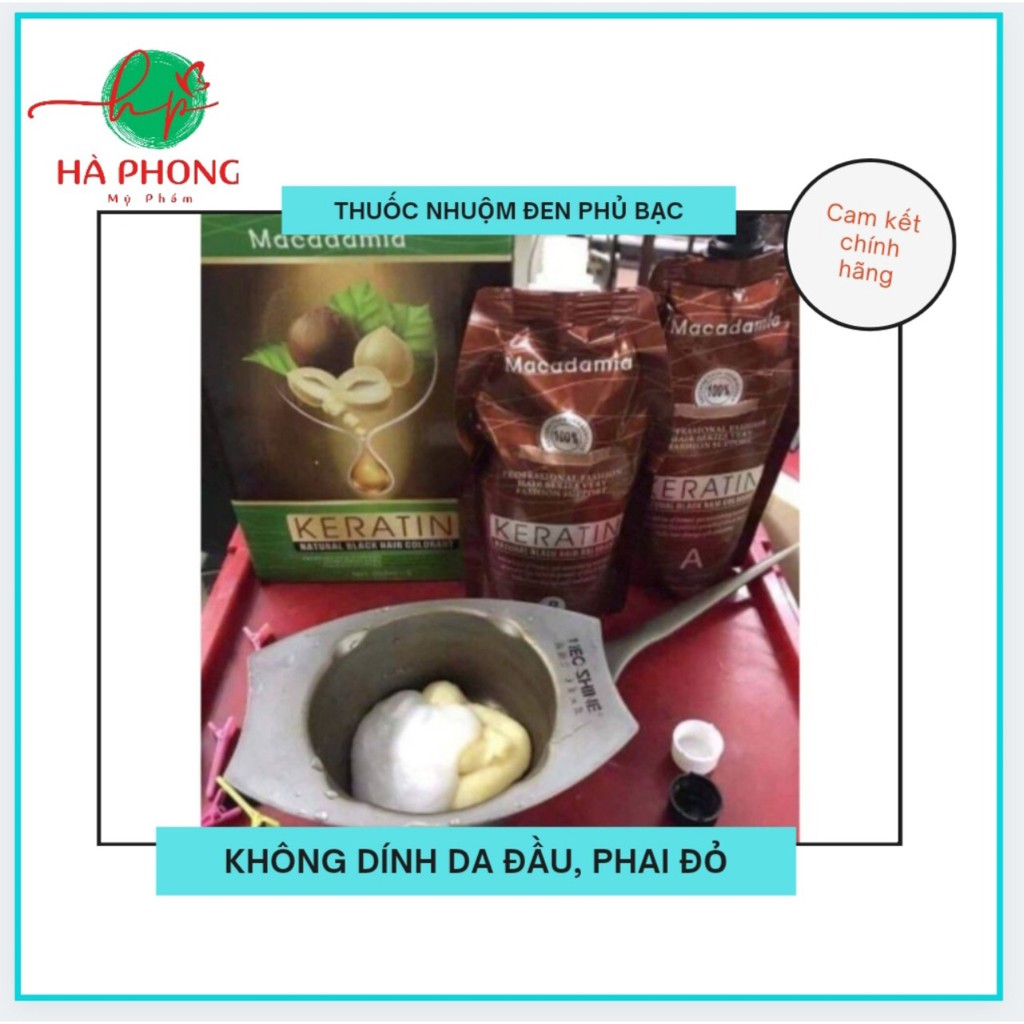 [Siêu Sale] [Chính hãng] Thuốc Nhuộm đen phủ bạc Macadamia, không dính da đầu, không phai đỏ cặp 500mlx2