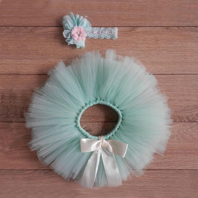 Bé gái sơ sinh hoa headband Tutu Váy trang phục Ảnh Nhiếp ảnh Prop