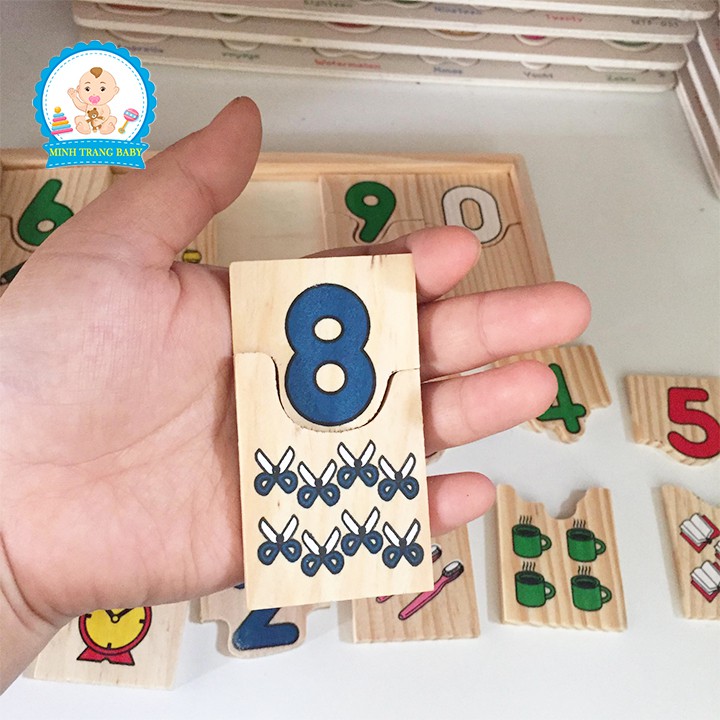 GIÁO CỤ MONTESSORI HỘP GHÉP SỐ VÀ HỌC ĐẾM BẰNG GỖ AN TOÀN CHO BÉ