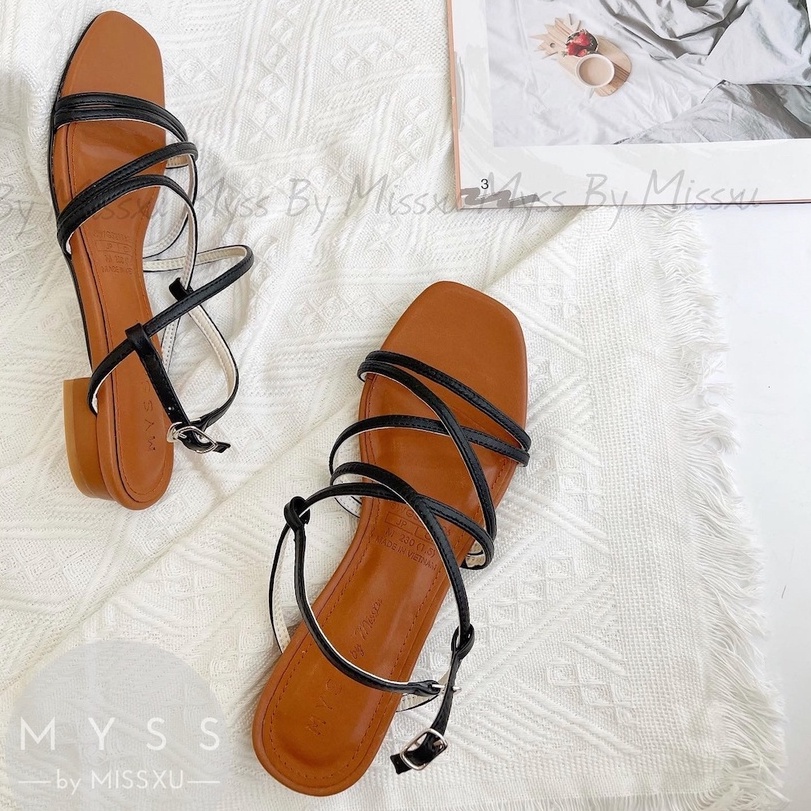 Giày sandal nữ dây chéo da thật 1,5cm cao cấp thời trang MYSS - SDDT04