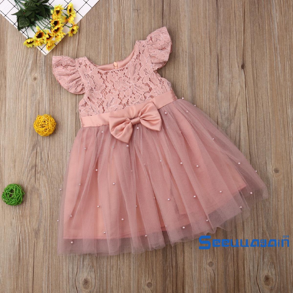 Đầm Xoè Tulle Phối Ren Hoa Cho Bé Gái