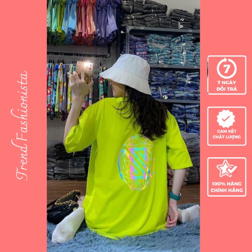 Áo thun nam form rộng tay lỡ áo thun cổ tròn dạ quang chất cotton co dãn bền đẹp