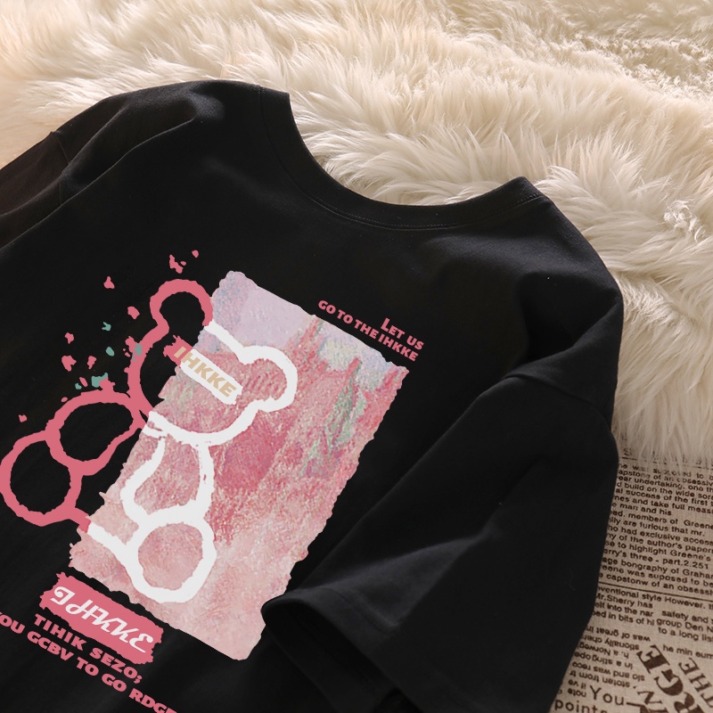 NUZIRO  Áo thun tay ngắn in họa tiết thời trang cho nữ