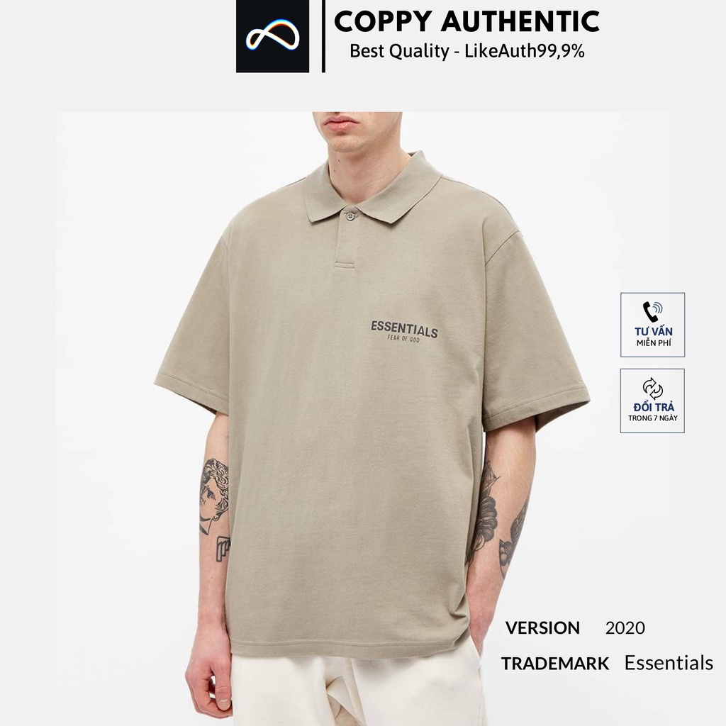 Áo polo Unisex Essentials Fear OF God chính hãng Form Auth rộng rãi vải cotton cá sấu phong cách Hàn Quốc.
