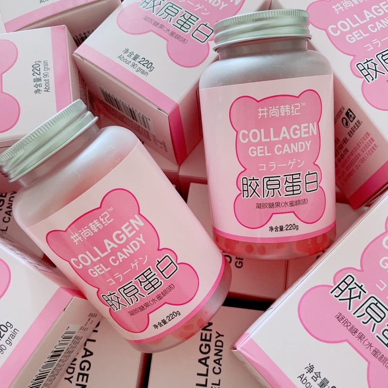 Kẹo collagen gummy hương vị đào kẹo collagen đẹp da Jing Shang Han Ji kẹo collagen nội địa Trung