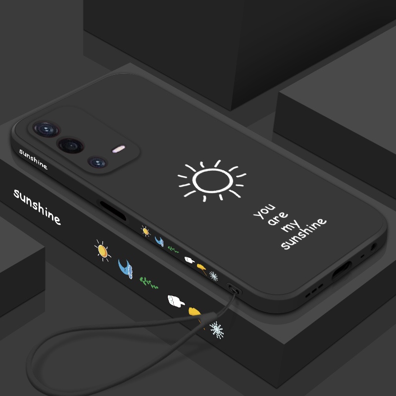Ốp Điện Thoại silicone Mềm Họa Tiết Mặt Trời Nhỏ Đơn Giản Có Dây Đeo Cho OPPO a55 4G