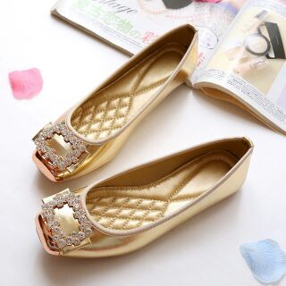 Giày búp bê đính đá hạt lựu big size oder(sẵn 41 đen)