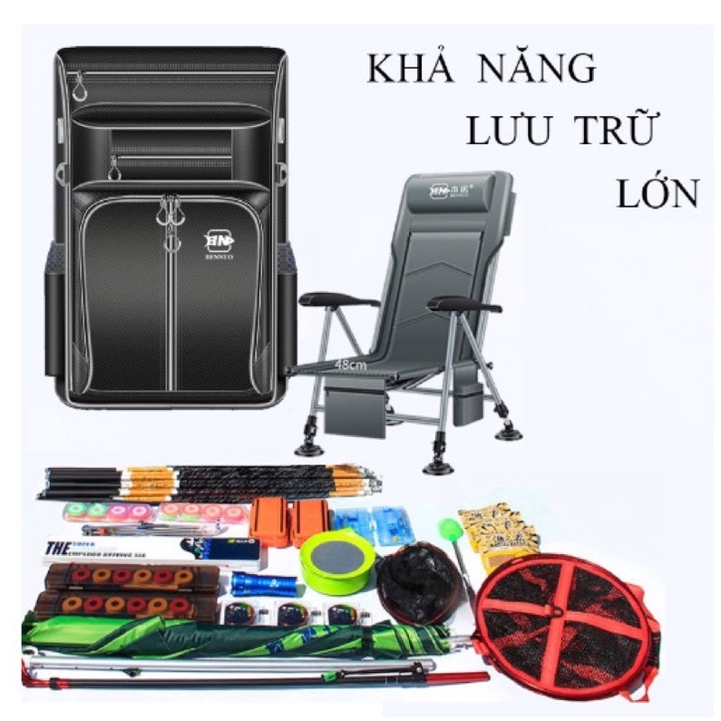Balo dung tích lớn đựng ghế câu đài , Túi đựng rọng Bennuo chất liệu PU chống thấm nước