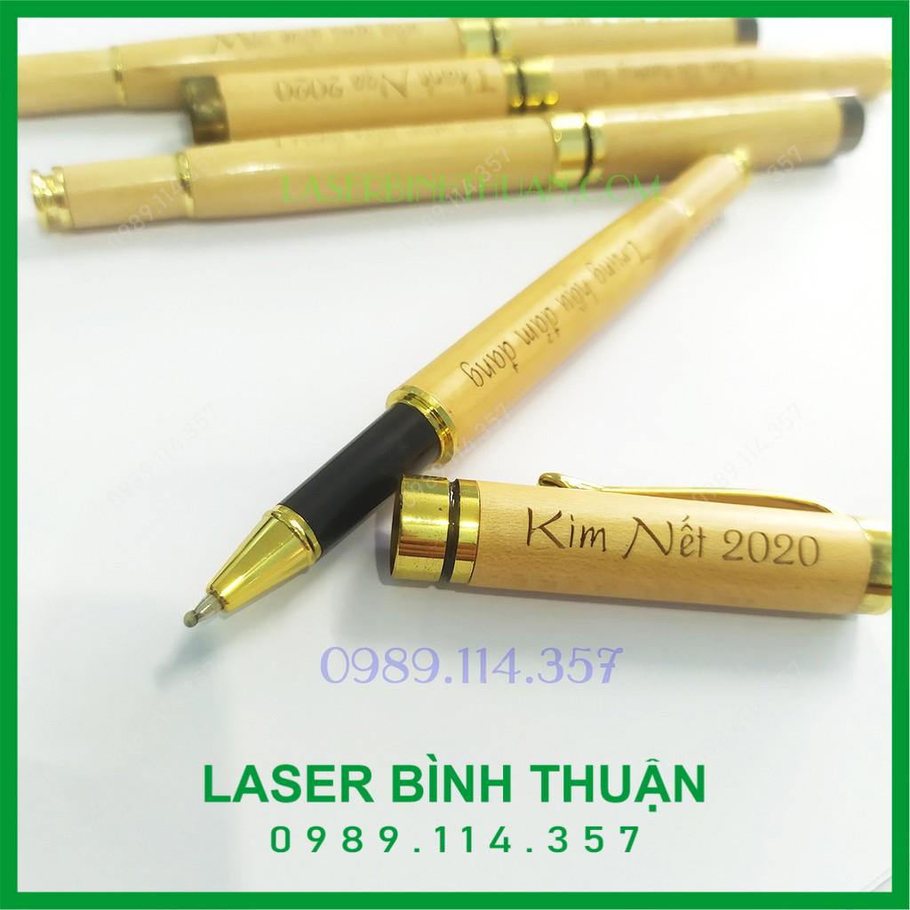 Bút gỗ khắc tên theo yêu cầu - Bút ký gỗ nắp mực gel nước - BG01| LASER BÌNH THUẬN