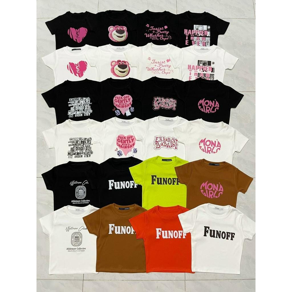 Áo croptop đủ màu hình thù họa tiết hoạt hình xinh xinh