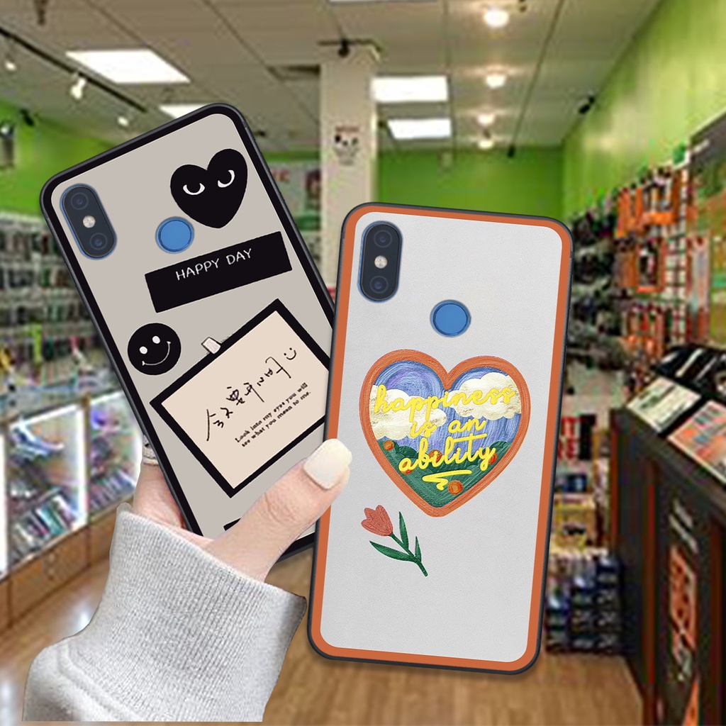 Ốp Xiaomi MI 8 / MI 8 LITE / Mi 8 SE in hình trái tim caro đen trắng , hồng cute xinh xắn dễ thương