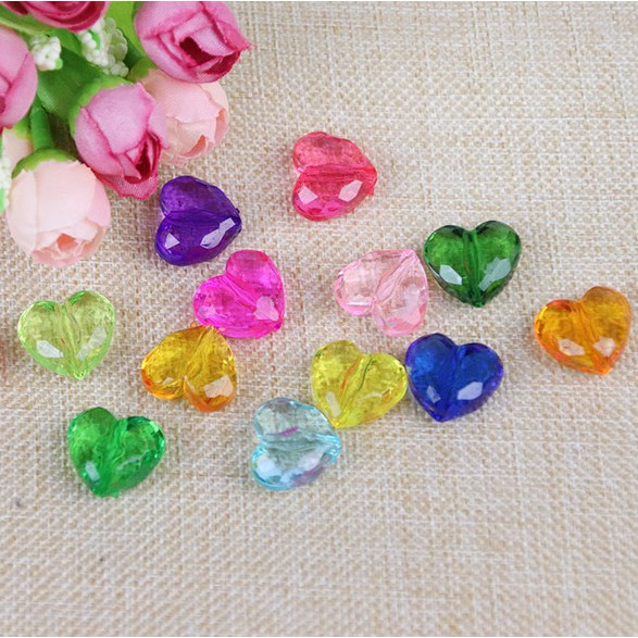Bộ 10 Hạt Charm Trong Suốt Hình Trái Tim Dùng Làm Trang Sức DIY