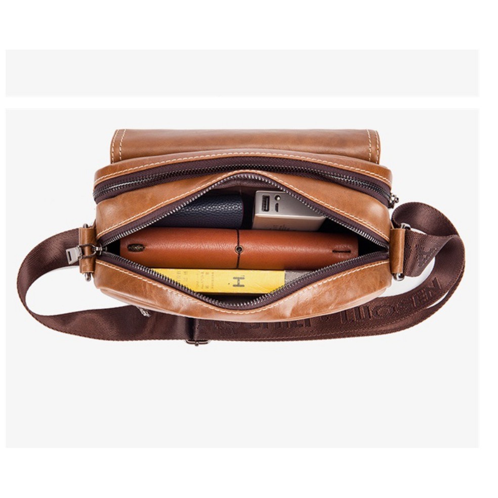 Túi đeo chéo đeo vai nam 100% da bò thật cao cấp phong cách mới