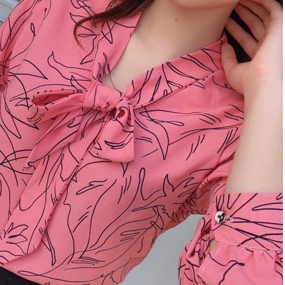 Áo sơ mi nữ công sở lụa tay phồng thắt nơ hàng thiết kế ALALA phong cách Hàn Quốc