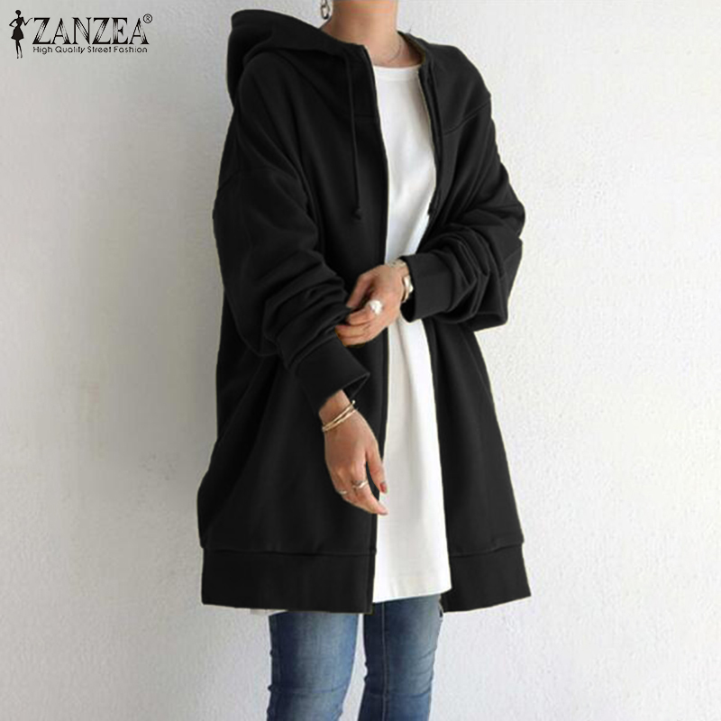 ZANZEA Áo Nỉ Nữ Dài Tay Có Nón Thời Trang Hàn