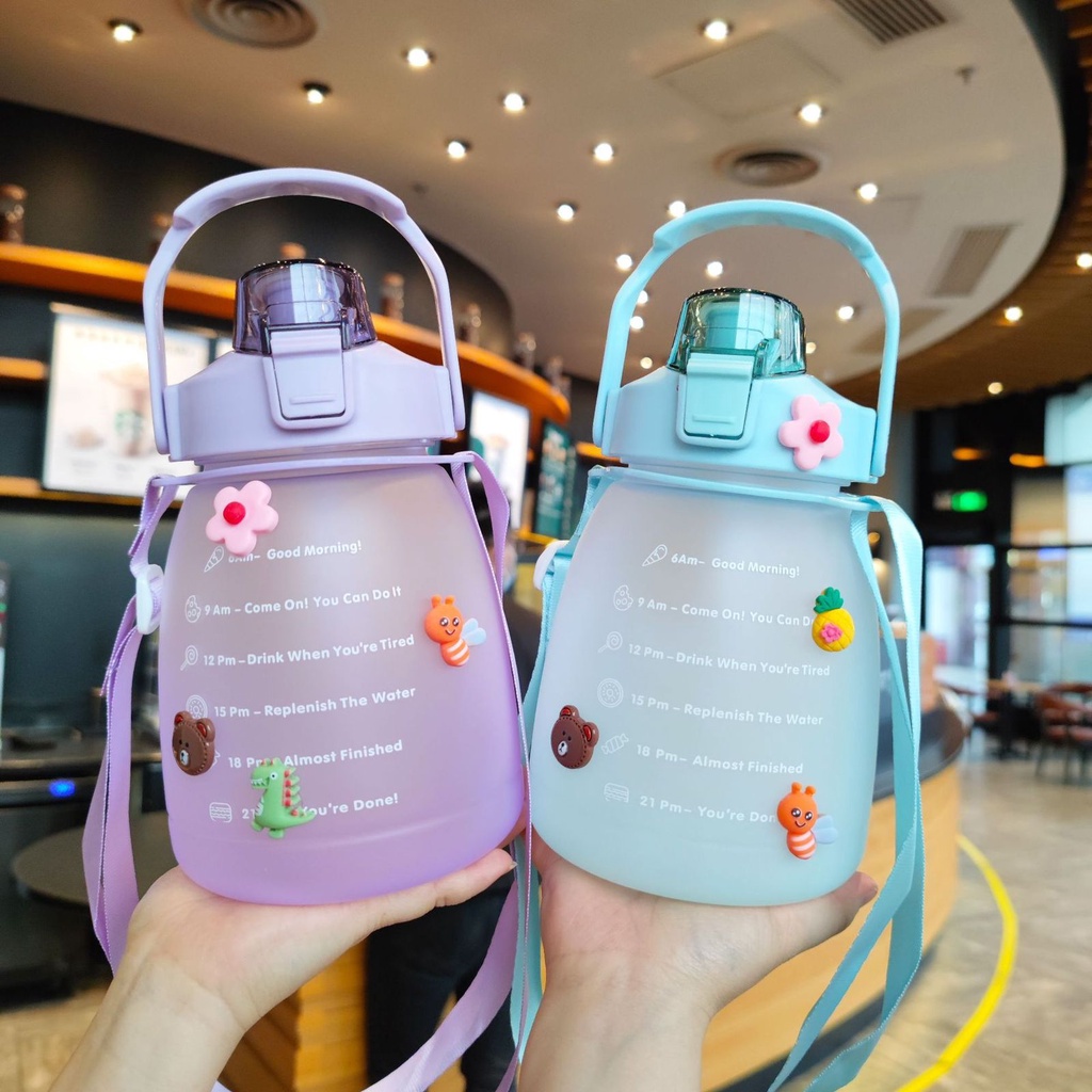 Bình Nước 1.2l❤️FREESHIP❤️Nhựa Cao Cấp Dung Tích 1.2 lít/1200ml Kèm Dây Đeo Cực Tiện Lợi Xinh Xắn Dễ Thương