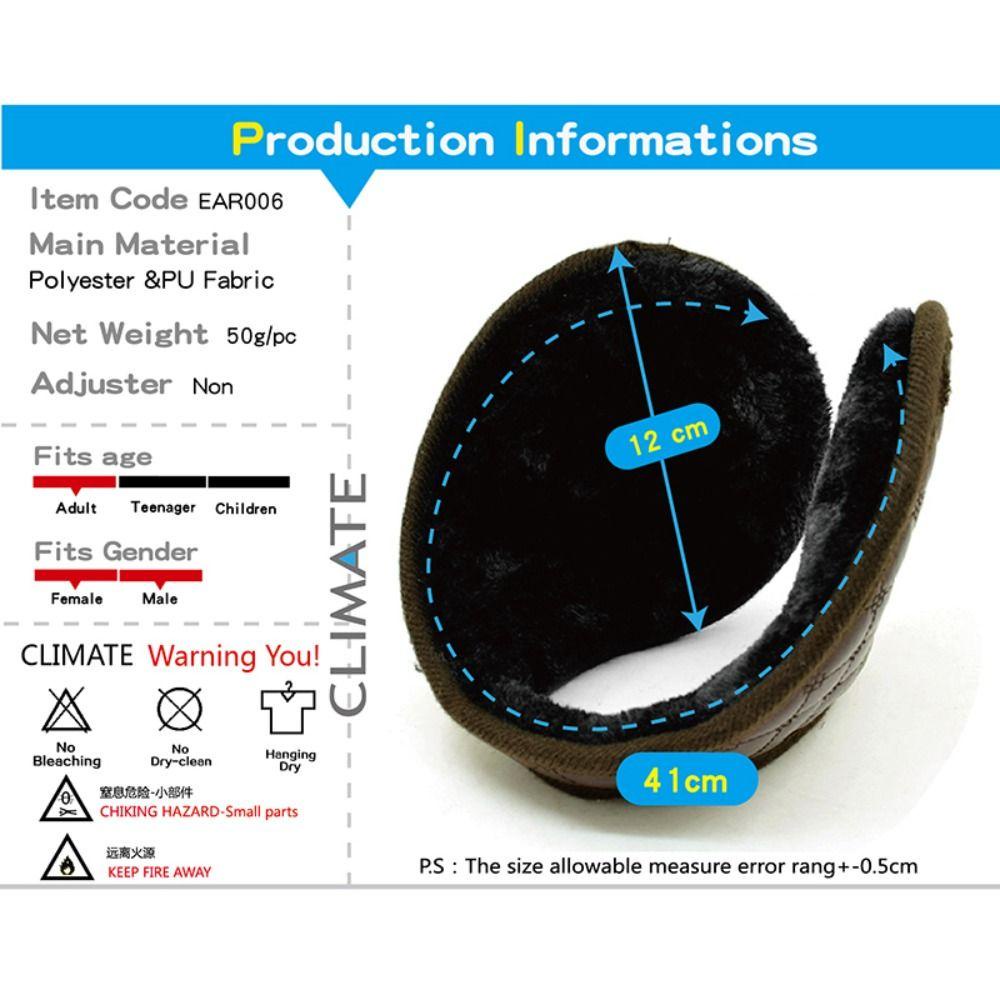 Bông Tai WMES15H Phủ Lông PU Dày Dặn Họa Tiết Sọc Caro Màu Trơn Thời Trang Cho Nam Và Nữ