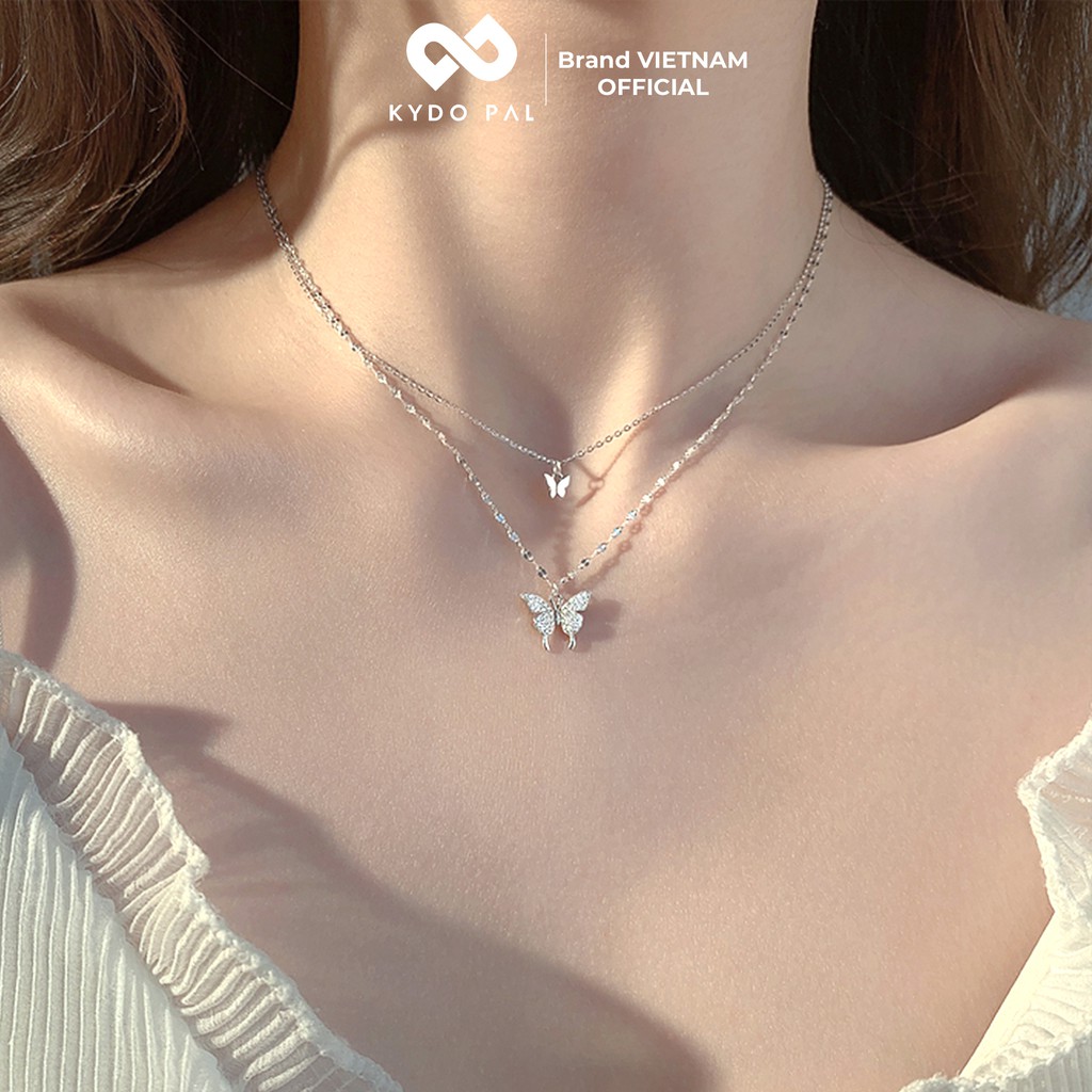 Vòng cổ bạc xi 925 dây chuyền nữ cá tính choker bướm đôi 9XC1 - KYDOPAL Trang sức bạc