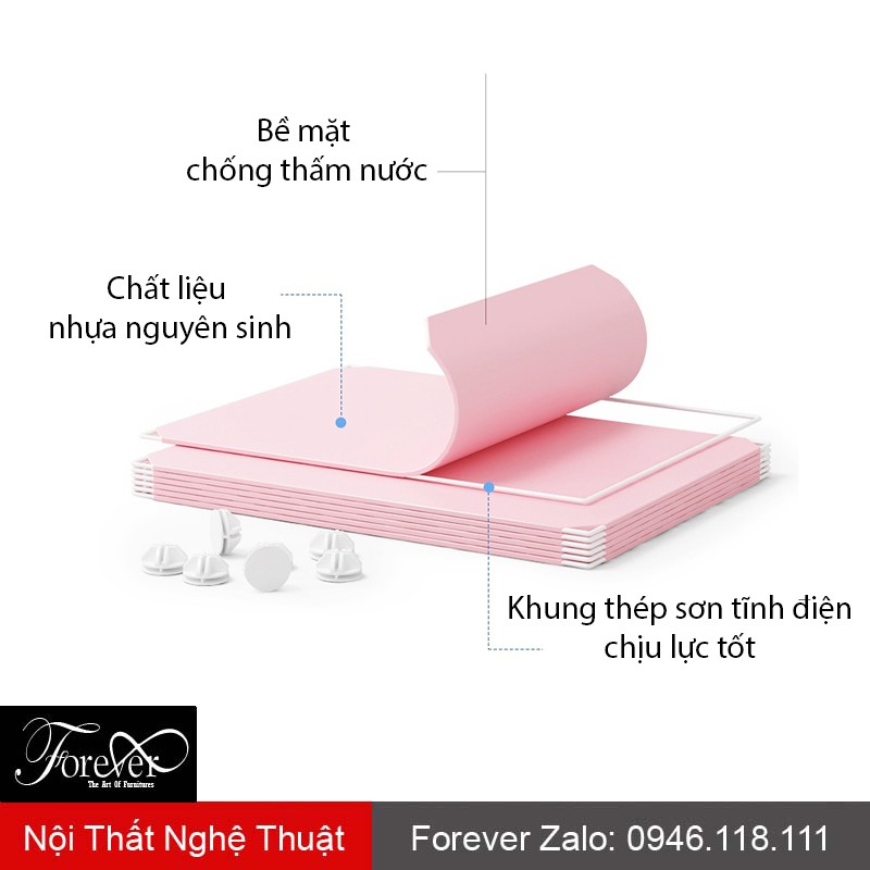 Tủ nhựa lắp ghép 16 ô 147*147*47cm Decal quần áo màu hồng bảo hành 1 đổi 1 - Nội Thất Nghệ Thuật Forever