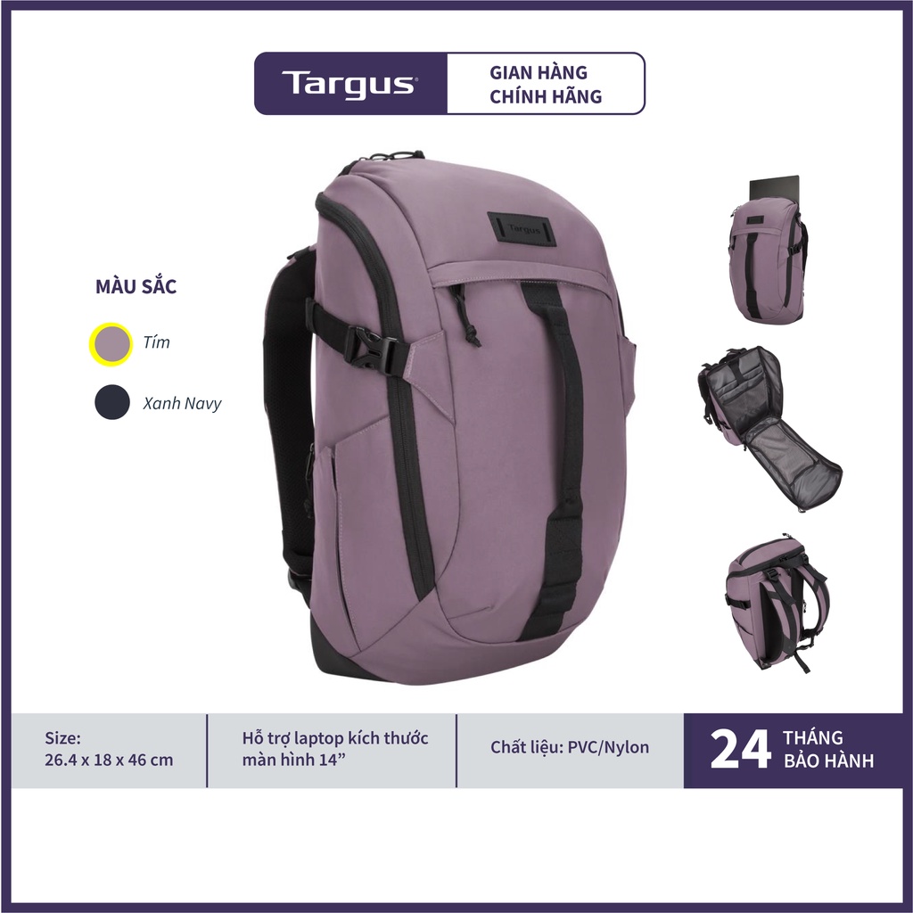 Balo Du Lịch Sol-Lite Backpack TARGUS TSB972 14 Inch Chống Thấm Nước - Hàng Chính Hãng