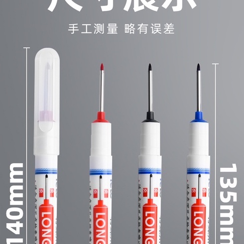 Bút Lông Đánh Dấu Ngòi Dài 2cm Đa Năng Chống Thấm Nước Nhanh Khô Màu Đỏ / Xanh Dương / Đen Cho Làm Mộc, Kim Khí, Xây Dựng